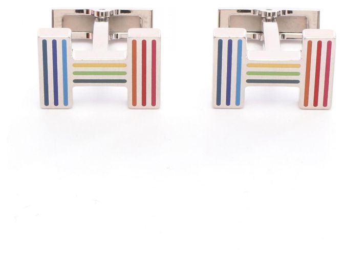 Gemelli da polso Hermès Quiz Rainbow Argento Multicolore Metallo