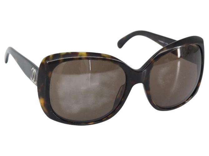 CHANEL Sunglasses plastic Black CC Auth 165138