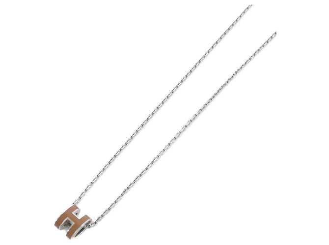 Collier Hermès Pop H MINI Marron Argenté 