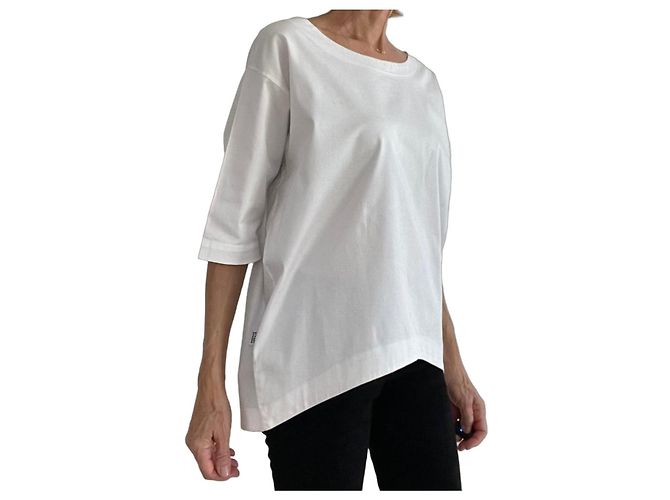 Autre Marque Top asimétrico blanco de algodón y lycra Etxart Panno talla 38