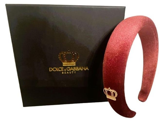 Accesorio para el cabello DOLCE & GABBANA de terciopelo rosa oscuro con emblema Burdeos