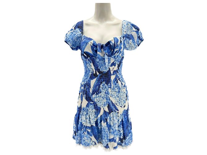Autre Marque Blau-weißer geraffter Kleid