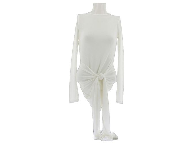 Autre Marque Vestido curto branco com nó e mangas longas KAIIA