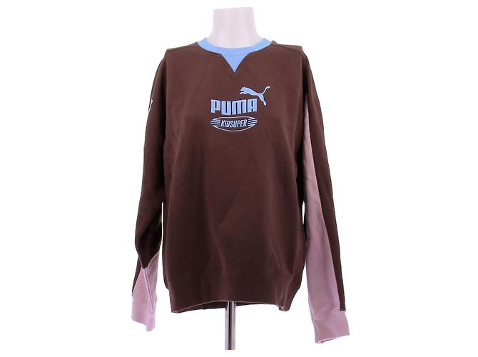 Autre Marque Brauner und blauer Pullover mit Logo 
