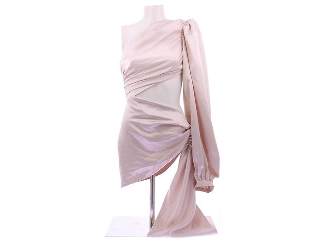 Autre Marque Asymmetrisches Kleid aus hellrosa Satin Pink