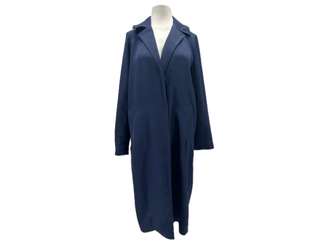 Giacca lunga Sandro blu navy in cotone