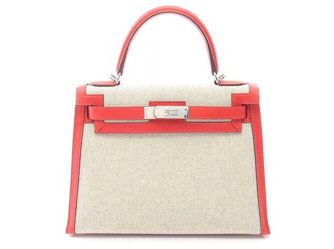 Hermès Kelly 28 Handtasche Rot Beige Roh
