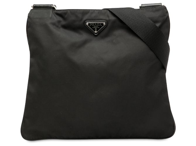 Prada Sacoche Noir en Tessuto avec Fermeture Éclair