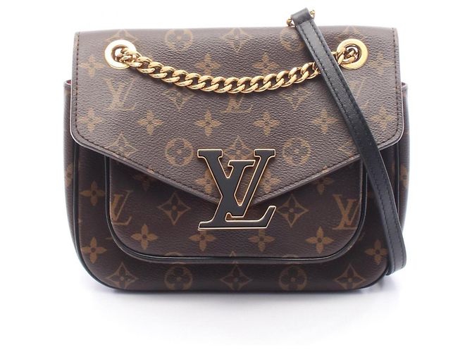 Borsa a Spalla Passy Louis Vuitton Marrone Nero Monogramma