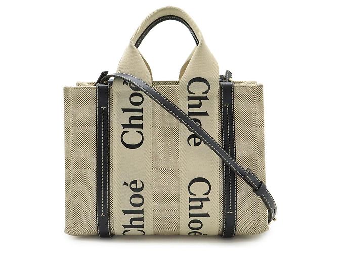 Chloé Bolsa 2 em 1 em lona e couro Chloe Woody Marrom Bege