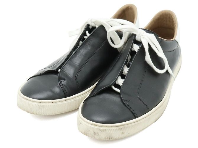 Baskets en cuir Hermès 25,5-26cm Noir Blanc