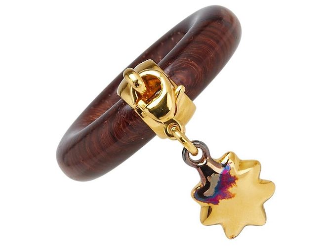 Ring Anillo de bufanda Hermès Etoile Voyage de madera Castaño