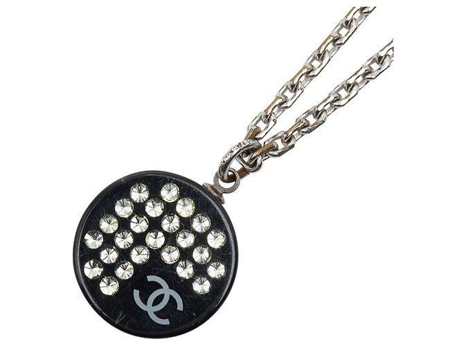 Collana in strass Chanel Coco Mark Nero Argento