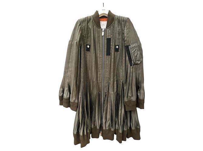 Chaqueta bomber plisada Sacai Verde