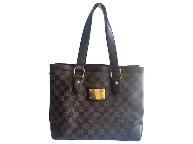 Bolsa de mão Louis Vuitton Damier Hampstead PM Couro Marrom Escuro Castanho escuro