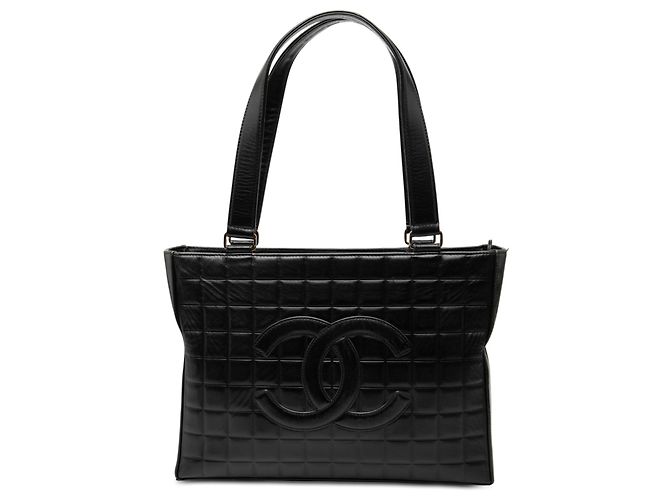 Chanel Schwarze CC Schokoladenbar Lammleder Tasche