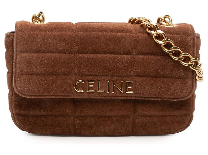 Céline Borsa a spalla monocromatica in suede marrone Celine