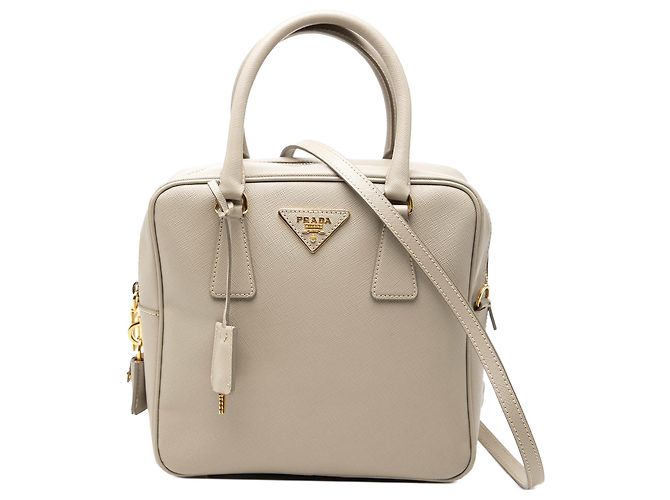 Bolsa Prada Saffiano Lux Marrom Bege