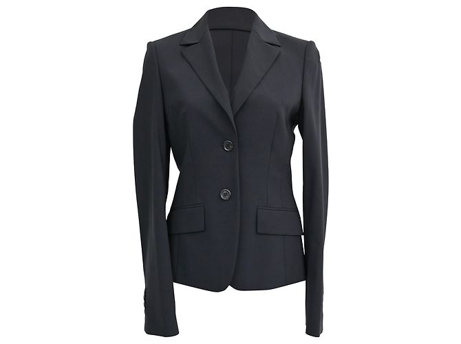 Hugo Boss Boss Single-Breasted Blazer with Pockets in Navy Blue Wool