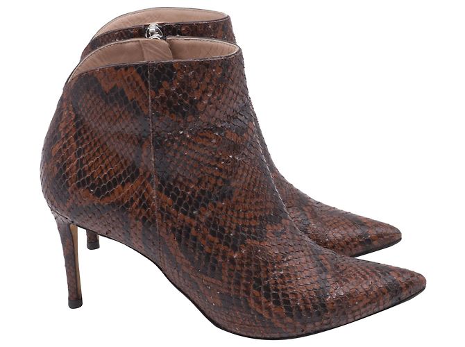 Botas de tornozelo em couro marrom Giuseppe Zanotti Maskenada em pele de cobra marrom