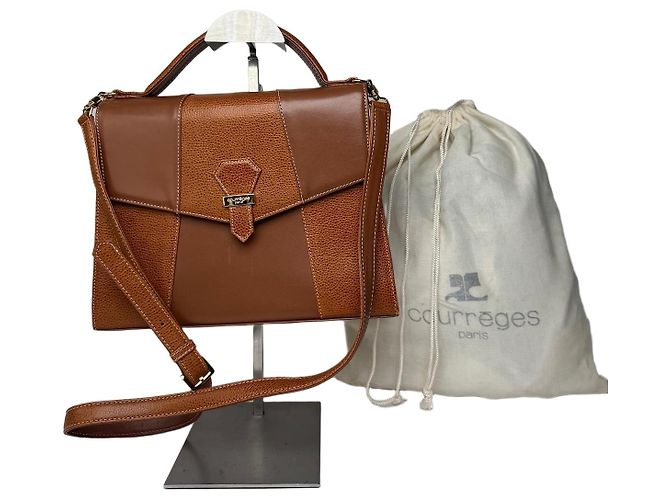 Vintage Courreges 2Way Lederhandtasche braun