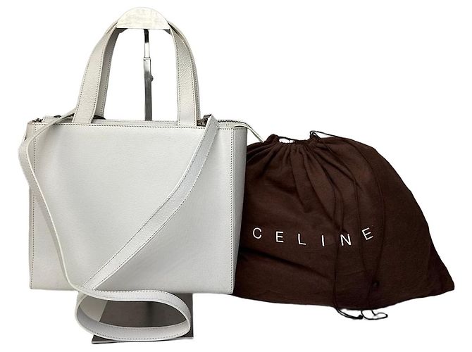 Céline Sac à main en cuir 2Way Vintage Celine Paris Blanc