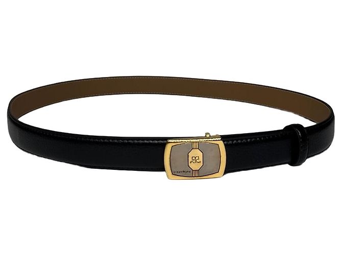 Vintage Courreges Leather Belt Black