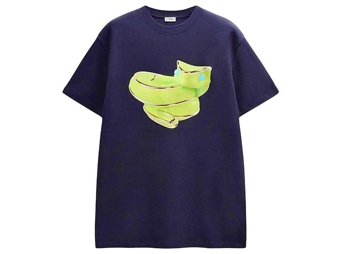 Camiseta Loewe con logo animal azul de algodón