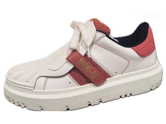 Baskets Dior DIOR-ID en cuir blanc et rose