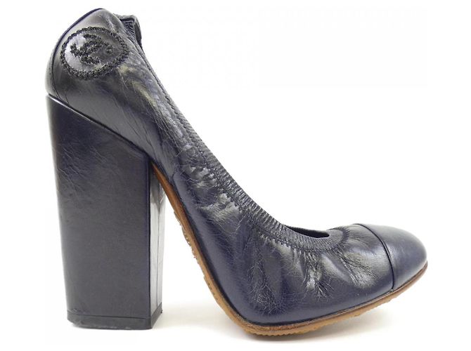 Classique Escarpins Chanel G26185 Bleu Bleu Marine