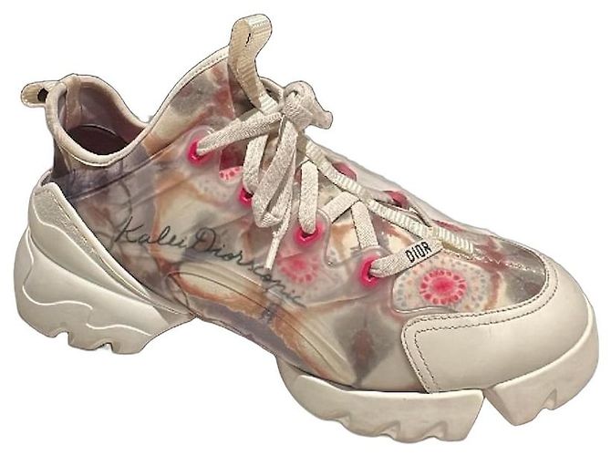 Baskets Dior Kaws Collaboration Rose Blanc Multicolore