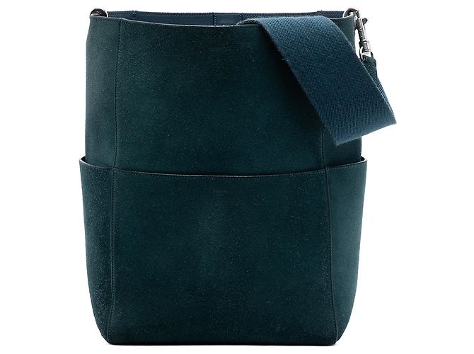 Céline Borsa a secchiello media in suede blu Celine con tracolla