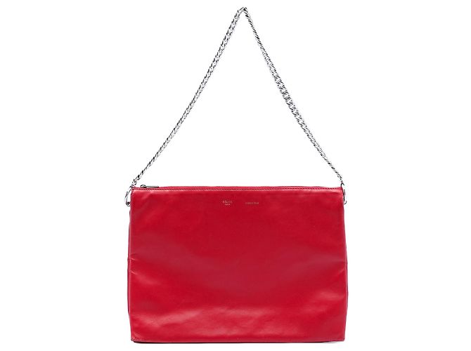 Céline Bolso de Hombro Soft Trio de Cordero Rojo Celine Roja