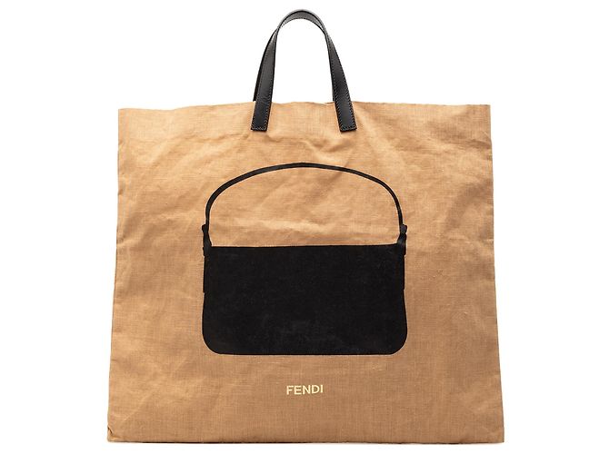 Fendi Braune Hanf Silhouette Baguette Tasche Hellbraun