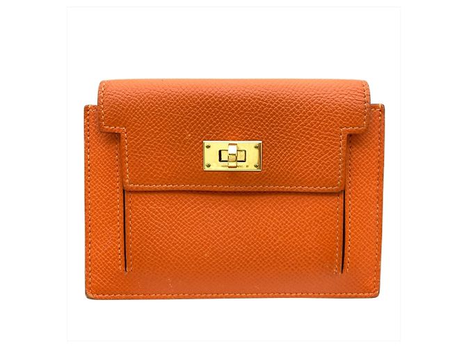 Billetera compacta Kelly de Hermès / Estuche para monedas Naranja