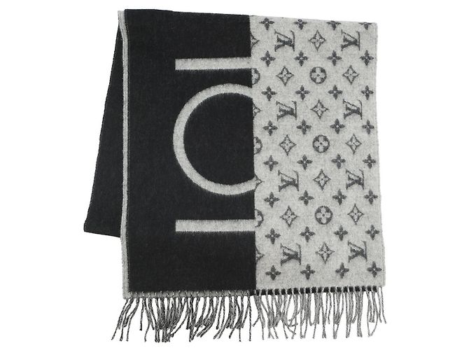 Stola in cashmere nero Monogram Louis Vuitton