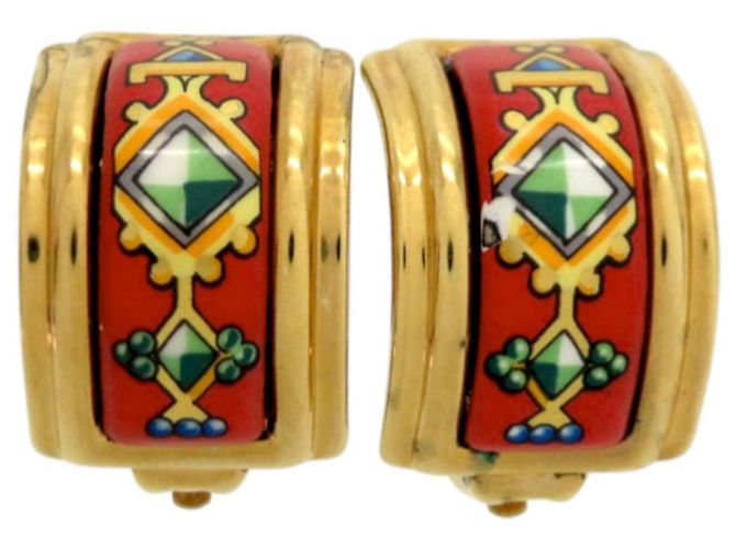 Orecchini in metallo smaltato Hermès Rosso Verde Giallo
