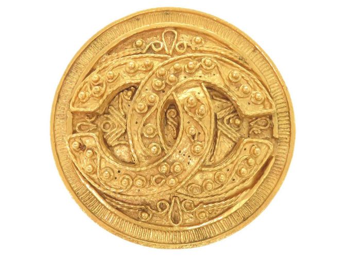 Timeless Spilla Vintage Chanel Coco Mark in Oro D'oro