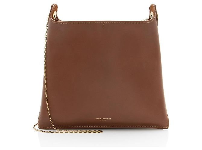 Bolsa de Ombro Liane em Couro de Bezerro Saint Laurent Marrom