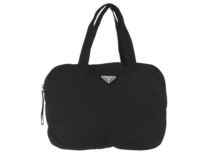 Prada Vintage Zip Handbag Tessuto Black