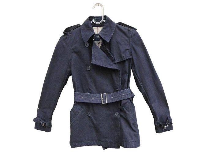 Gabardina corta Burberry London negra de algodón Negro