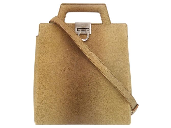 Bolsa de couro marrom Salvatore Ferragamo