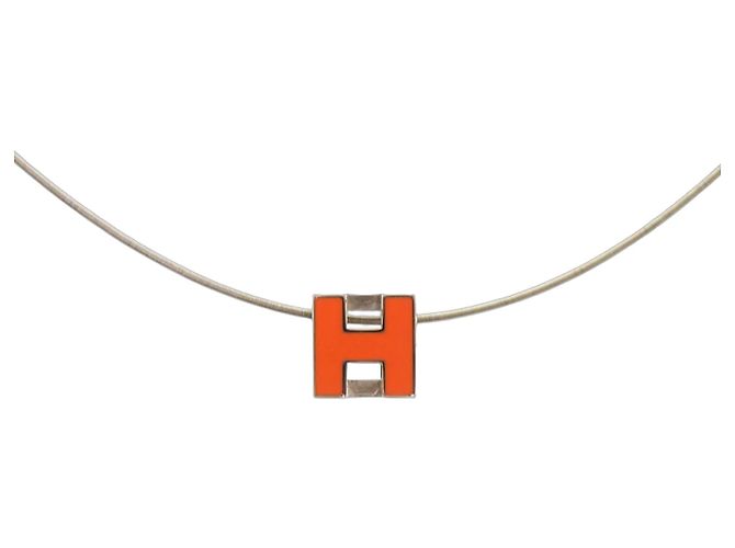 Collar Hermès Carge d'Ache H Cube Metal Naranja