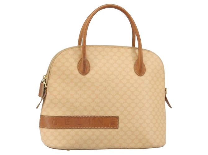 Céline CELINE Macadam Canvas Handtasche PVC Beige Gold Auth 168604 Golden