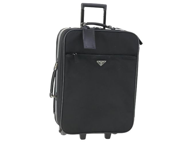 PRADA Funda Maleta Nylon Negro Plata Auth bs32712