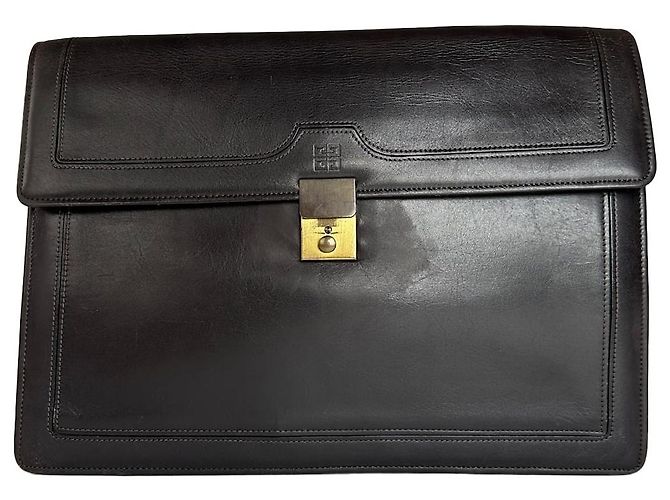 Clutch in pelle vintage Givenchy grande marrone
