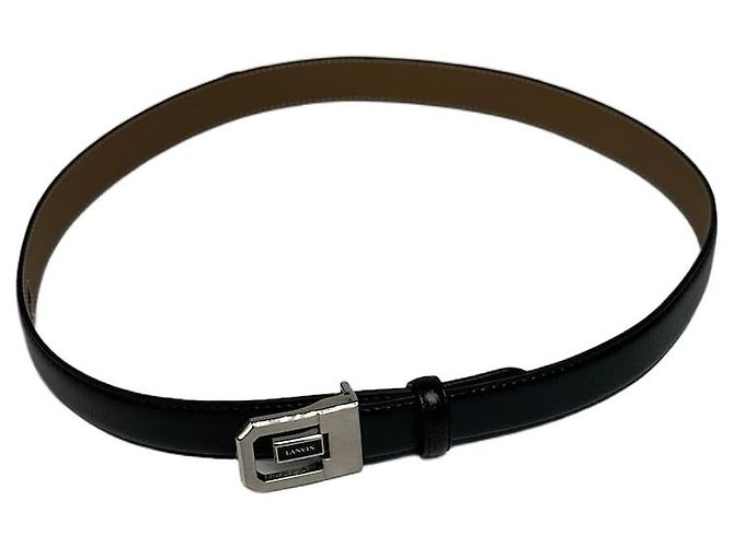 Vintage Lanvin Snake Emblossed Leather Belt Black
