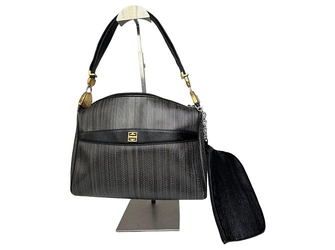 Borsa in pelle 2Way vintage Givenchy nera e grigia Nero