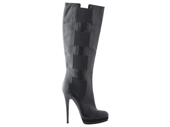Autre Marque Casadei High Leather Boots Black