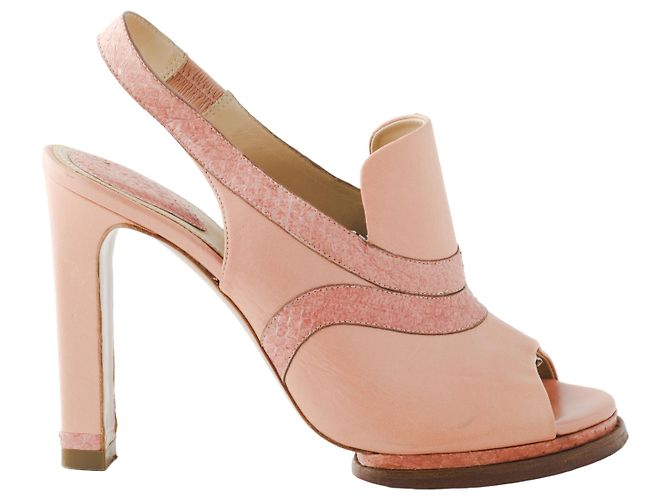 Chloé Rosa Leder Slingback Sandalen mit Absatz Pink